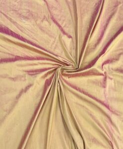 Tissu soie shantung or et fuschia