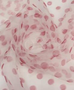 organza blanc imprimé pois rouge
