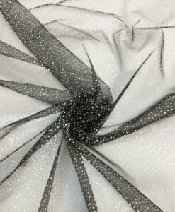 Organza fond noir pailleté argent