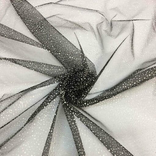 Organza fond noir pailleté argent