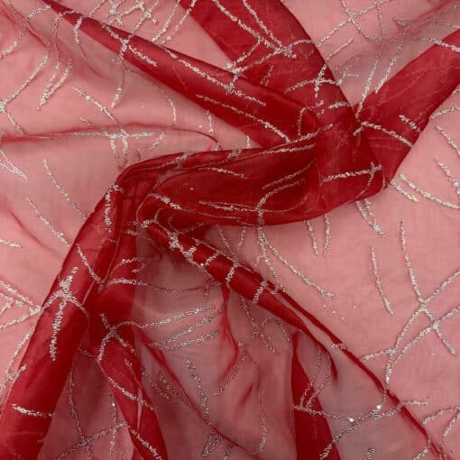 organza rouge feu d'artifice argent 1