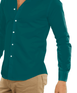 Alternative view of Coton uni bleu pétrole