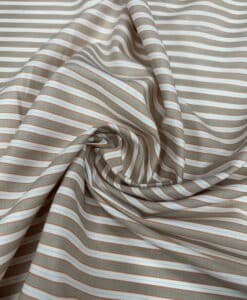 Popeline coton à fines rayures beige