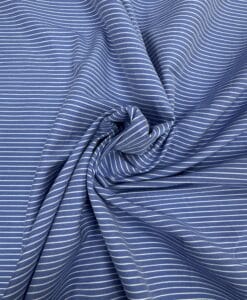 Popeline coton à fines rayures bleu jeans