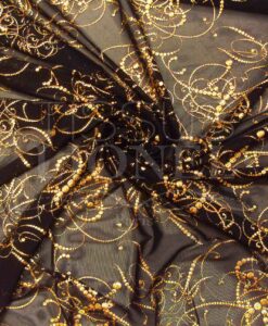 resille lycra noir pailleté arabesque or hologramme