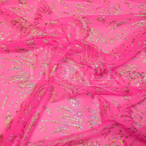 resille lycra rose fluo pailleté psycho argent hologramme