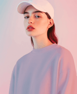 Alternative view of Tissu sweat molleton polaire rose