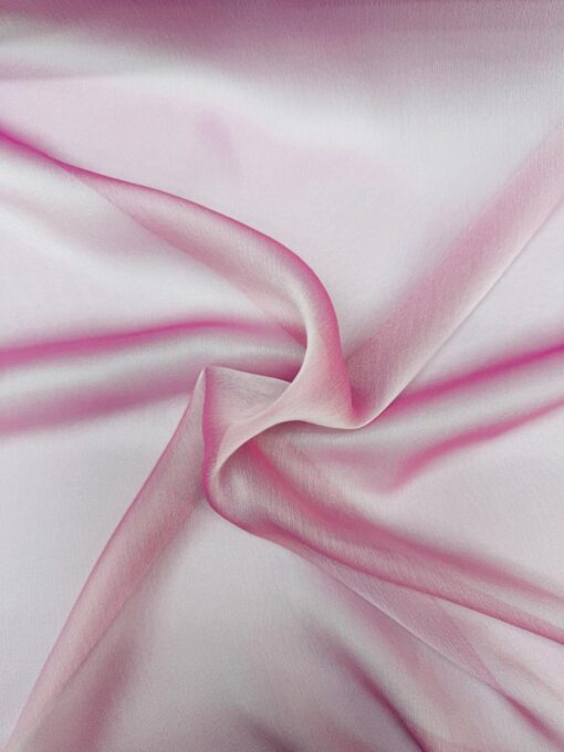 MOUSSELINE CHANGEANTE DEUX FILES ROSE ET BLANC
