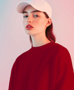 Alternative view of Tissu sweat molleton polaire rouge