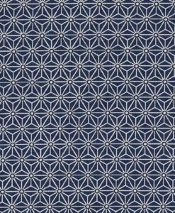 Tissu coton imprimé motif cube marine