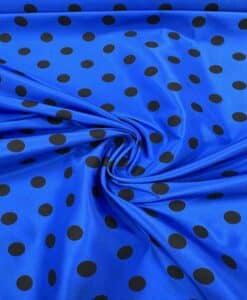Satin bleu royal à pois noir