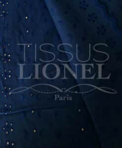 Tissu broderie anglaise marine