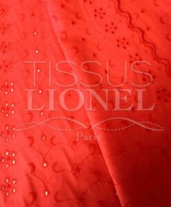 Tissu broderie anglaise orange
