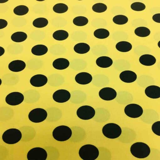 Tissu burlington gros pois noir sur fond jaune