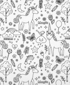 Tissu coton à colorier licorne