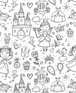 Tissu coton à colorier princesse