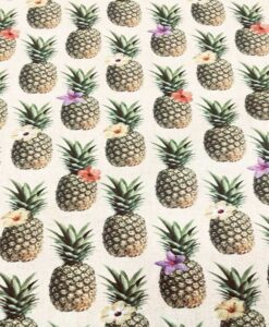 Tissu coton ananas fleuris