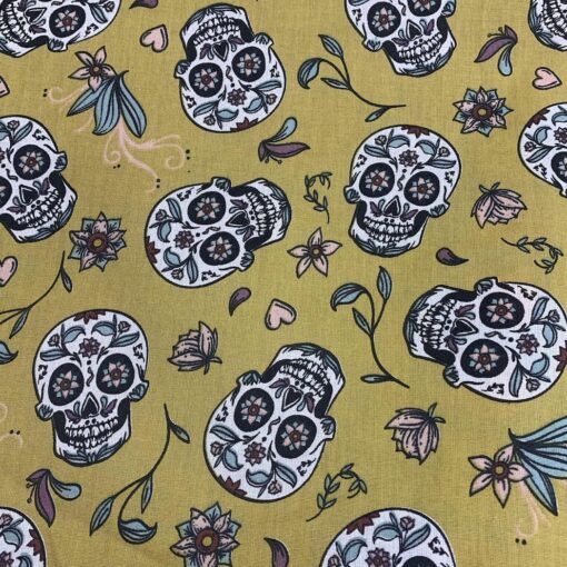 Tissu coton calavera ocre