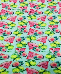 Tissu coton citron pastèque