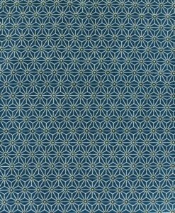 Tissu coton imprimé motif cube géométrique bleu