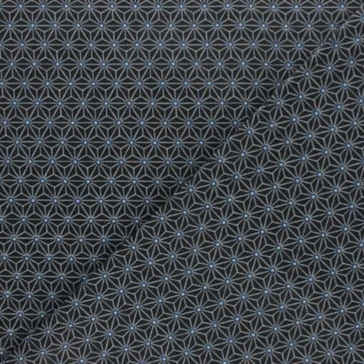 Tissu coton cube géométrique noir et bleu
