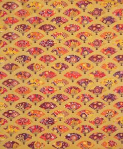 Tissu coton éventail japonais or