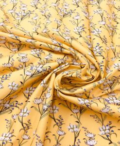 Tissu coton fleuris marguerite jaune 2