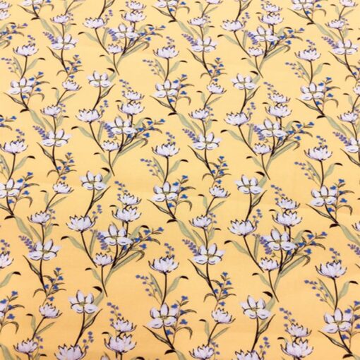 Tissu coton fleuris marguerite jaune 2