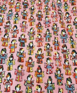 Tissu coton geisha fond corail