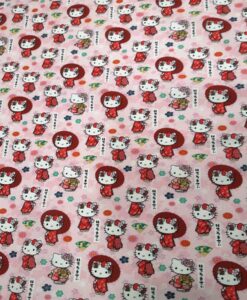 Tissu coton Hello Kitty rose