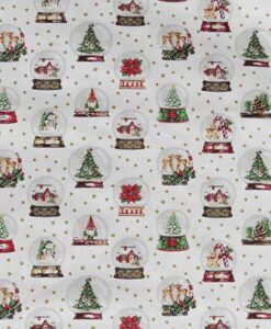 Tissu coton imprimé flocon de neige blanc