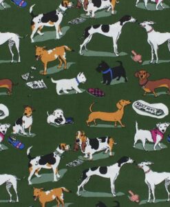 Tissu coton imprimé chien kaki