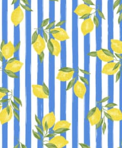 Tissu coton imprimé citronnier bleu