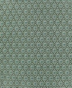 Tissu coton imprimé motif cube géométrique fond kaki