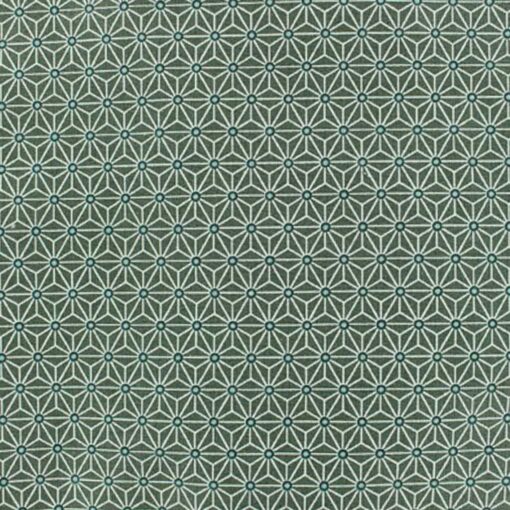 Tissu coton imprimé motif cube géométrique fond kaki