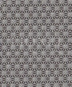 Tissu coton imprimé motif cube géométrique noir
