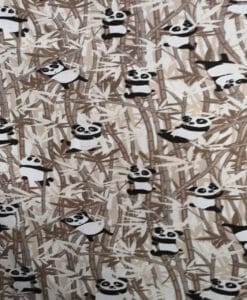 Tissu coton imprimé motif panda beige