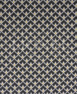 Tissu coton imprimé motif paon fond noir