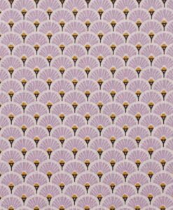 Tissu coton imprimé motif paon lavande