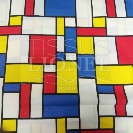 Tissu coton imprimé new mondrian