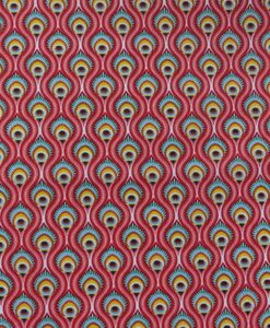 Tissu coton imprimé paon rose