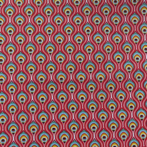 Tissu coton imprimé paon rose