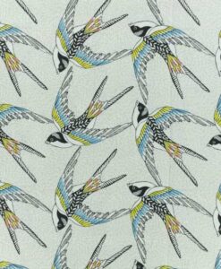 Tissu coton imprimé vol d'oiseau blanc