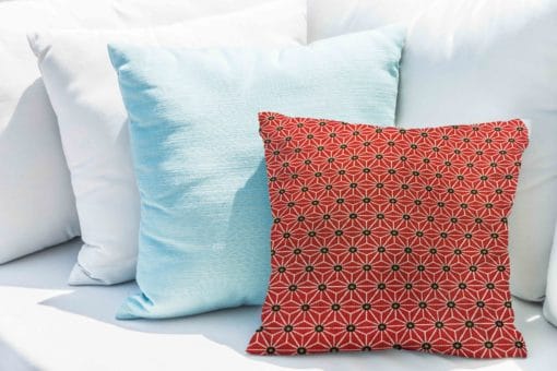 Tissu coton motif imprimé cube géométriques rouge