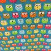 Tissu coton motif imprimé Hibou multicolors vert