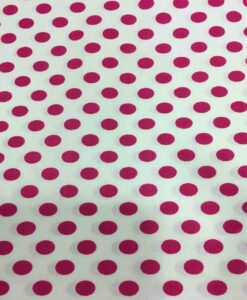 Tissu coton petit pois fuchsia sur fond blanc