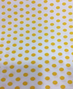 Tissu coton petit pois jaune sur fond blanc