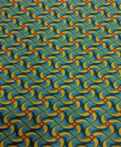 Tissu coton style Wax Africain kita turquoise