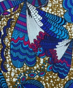 Tissu coton wax imprimé Ailes turquoise