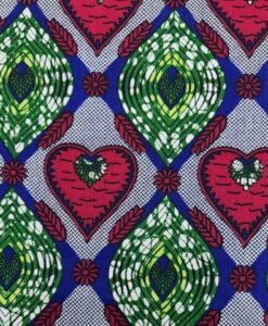 Tissu coton wax imprimé Cœurs palmiers